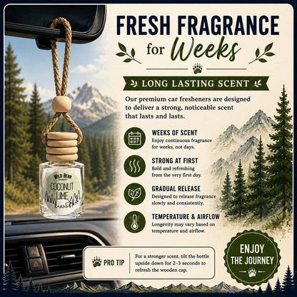 Wild Bear Market car freshener longevity: strong scent from day one with gradual release, fresh fragrance that lasts for weeks