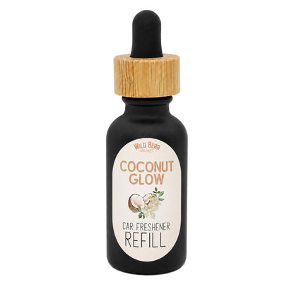 Coconut Glow car freshener refill bottle with dropper