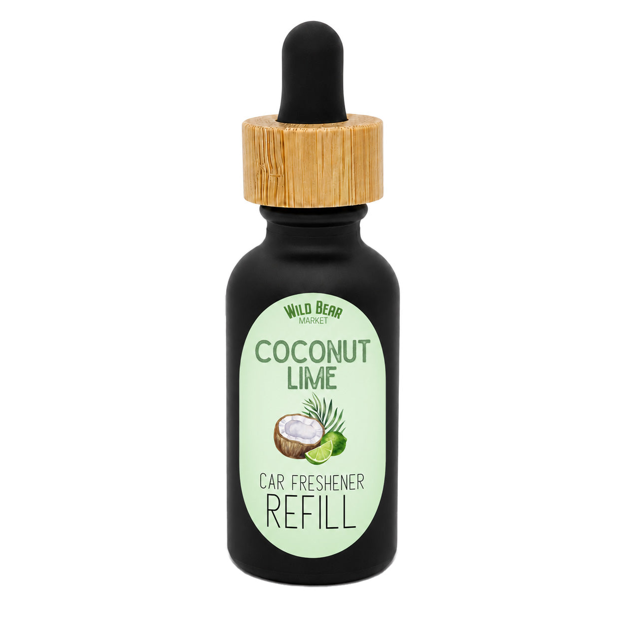 Coconut Lime car freshener refill bottle with dropper