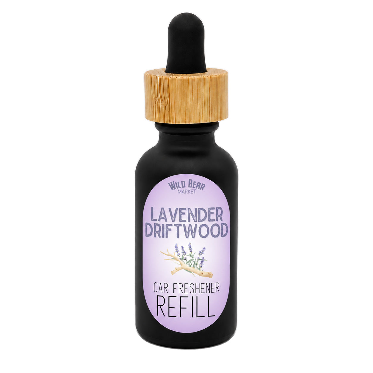 Lavender Driftwood car freshener refill bottle with dropper