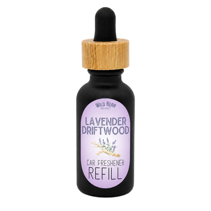Lavender Driftwood car freshener refill bottle with dropper
