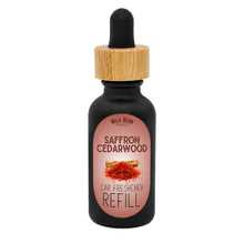 Saffron Cedarwood car freshener refill bottle with dropper