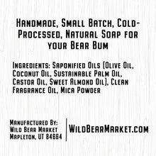 Soap ingredients label by Wild Bear Market