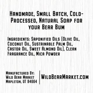 Soap ingredients label by Wild Bear Market