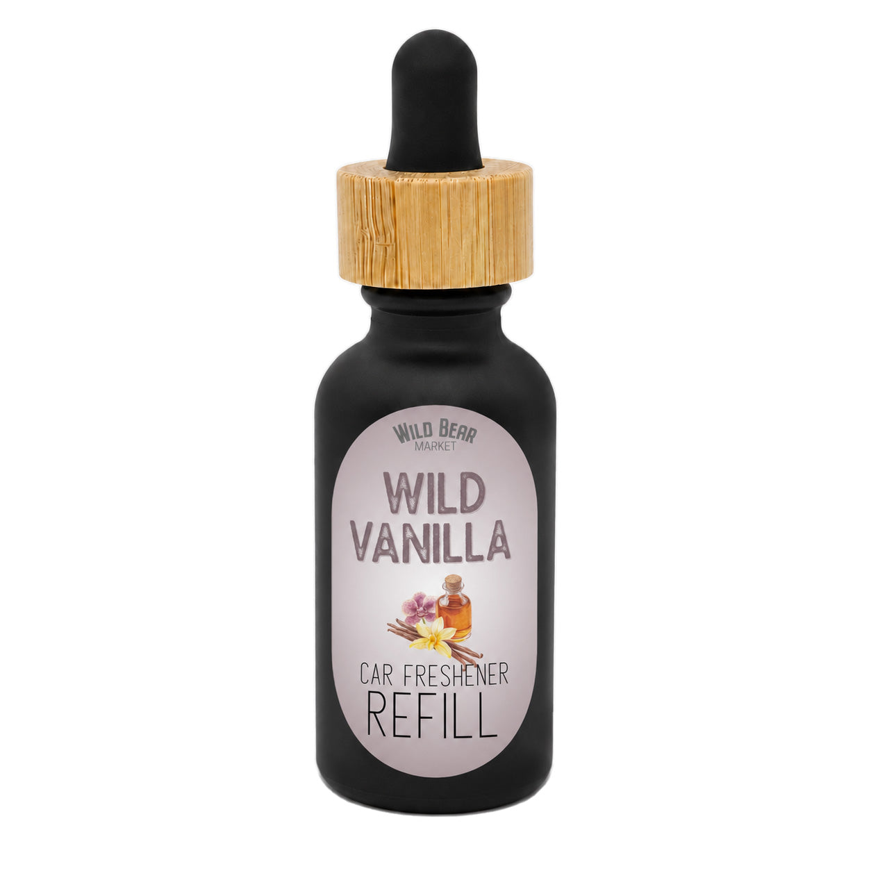 Wild Vanilla car freshener refill bottle with dropper